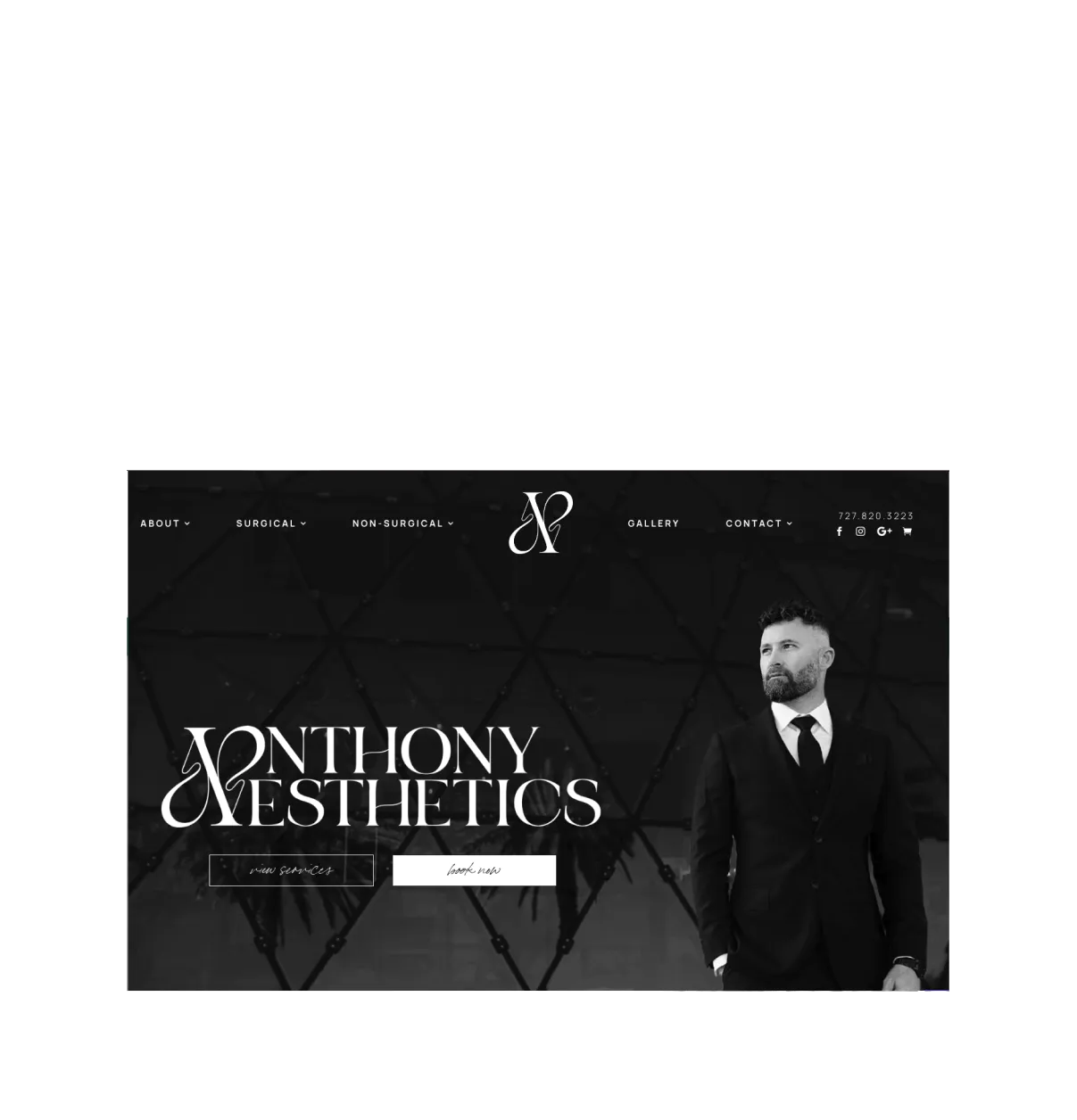 anthony aesthetics website screenshott
