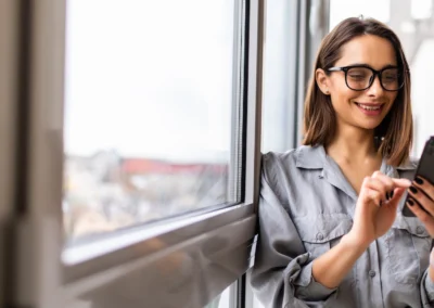 woman using social media on cell phone