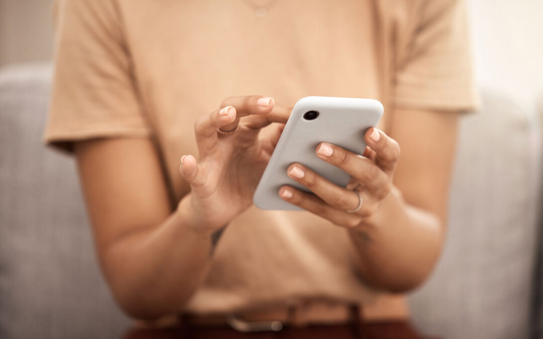 woman touching phone