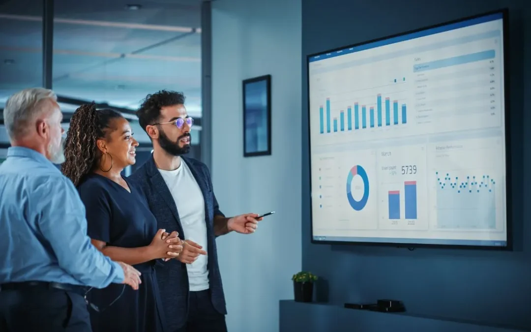 Company Operations Manager Holds Meeting Presentation