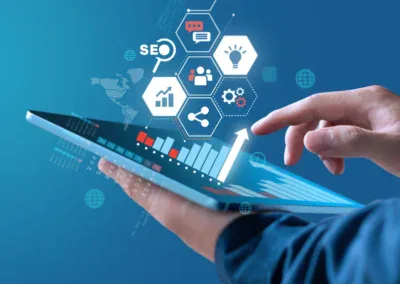 Businessman show growth graph of earning with digital marketing strategy